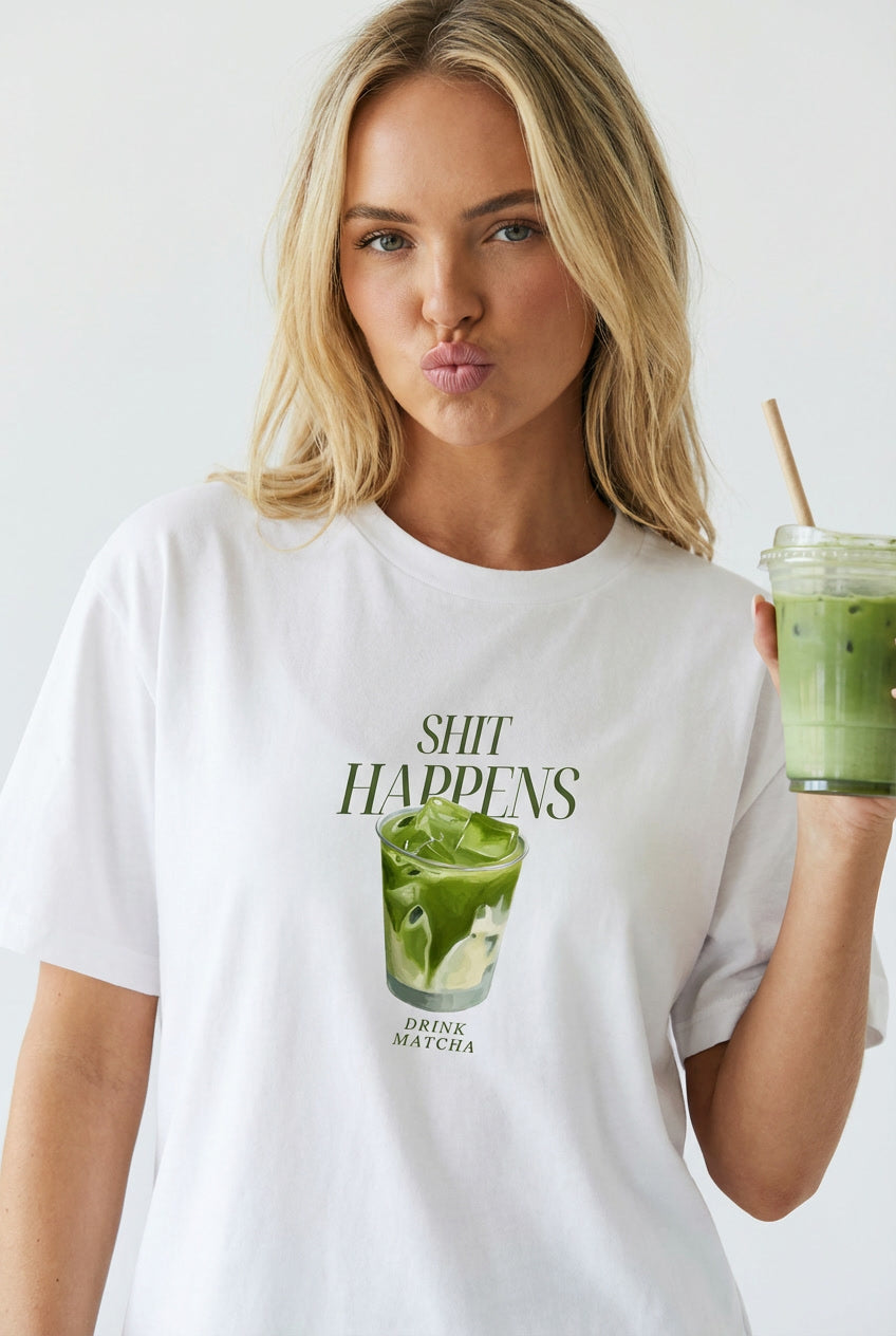 Polera Mujer - Drink Matcha White